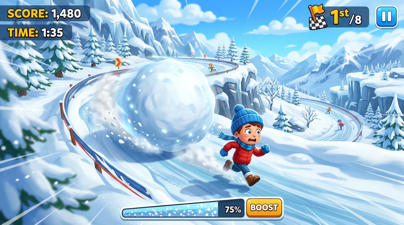 Snow Roll 3D - Fun Race 截图 1
